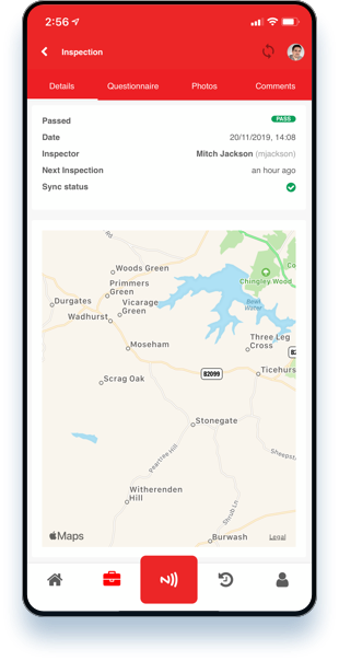 Screenshot of Inspect7 app inspection on a phone